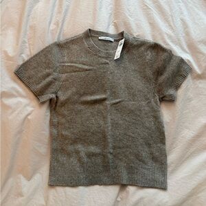 Marled Gray Short Sleeve Sweater
